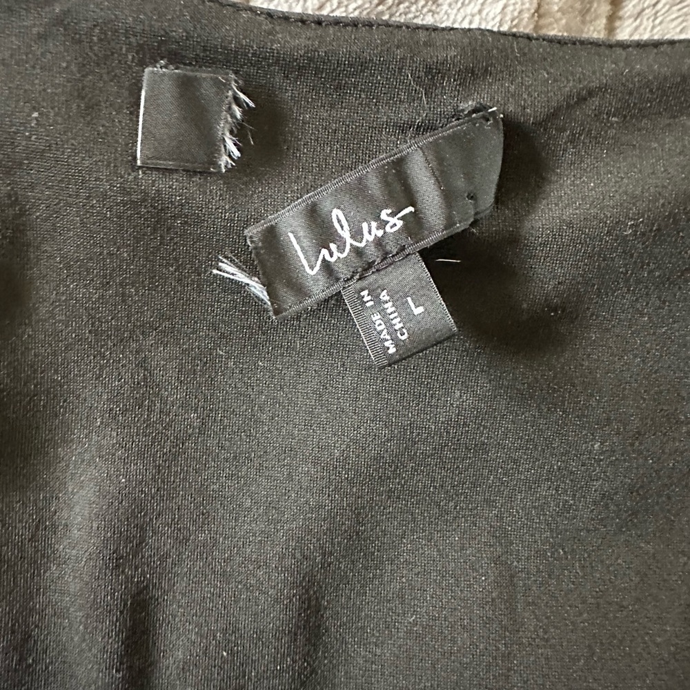 Lulu's Black Wrap Ruched Long Sleeve Bodysuit Large - Picture 7 of 7